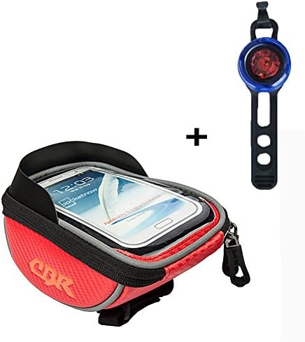 Bicycle Bags (Gifts: Tail Light), Bike Bag Phone Holder, Cycling Bicycle Bike Front Frame Bags Top Tube Pouch handlebar Bag, Suitable for all type bike (Red)