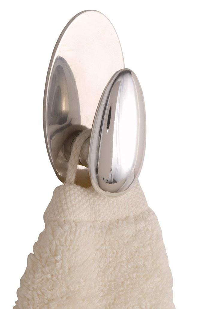 Wenko 4466360100 Wall hook Imperia Oval shape selfadhesive, Metal Stainless steel, 3.5 x 6.5 x 3 cm, Shiny