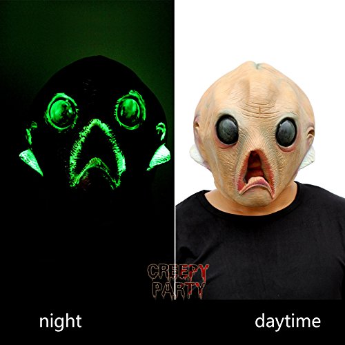 CreepyParty Deluxe Novelty Halloween Costume Party Latex Head Mask Alien