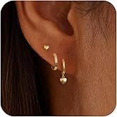 SELSHE Gold Plated Earrings for Women, 14k Gold Plated Earring Stack Hypoallergenic Pearl Drop Earring Dainty Earrings for Women Trendy Cute Small Huggie Hoop Earring Fashion Womens Jewelry