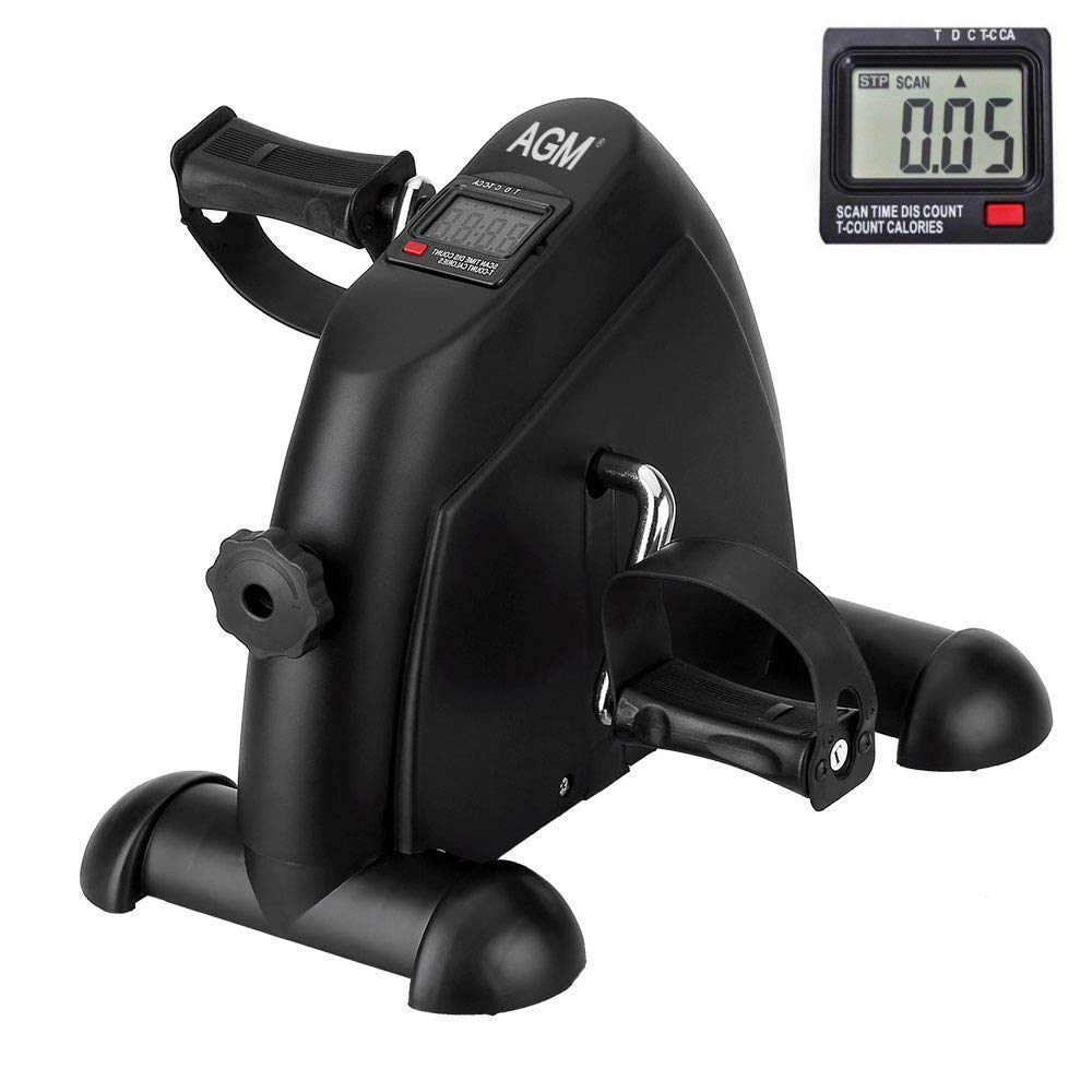 Under Desk Bike Pedal Exerciser Stationary Exercise Leg Peddler For Men Women Portable Mini Cycle Bike For Arm Or Foot With Lcd Screen Displays