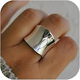 HUASAI Stackable Rings for Women Chunky Silver Wide Band Statement Rings Trendy Jewelry 2025