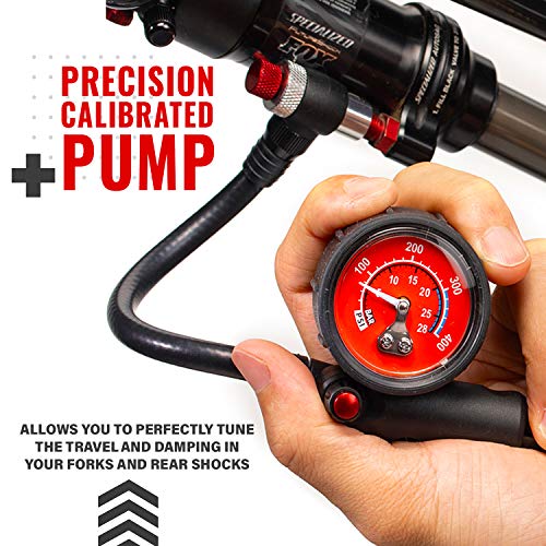 PRO BIKE TOOL Shock Pump for Mountain, Road Bikes and Motorcycle High