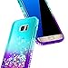 Galaxy S7 Edge Case with Screen Protector (Full Coverage 3D PET) for Girls Women Kids, NageBee Glitter Liquid Bling Floating Waterfall Sparkle Cute Case for Samsung Galaxy S7 Edge -Aqua/Purple