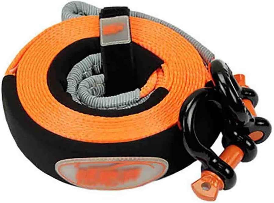 QINUO Superstretch Tow Rope, Tow Up To 5 Tons, 5 Meters Long, Nylon Recovered Heavy Duty Tow Truck With 2 Hooks, Storage Bag