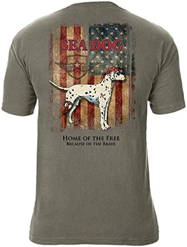 Sea Dog Grunge US Flag Cotton T-Shirt, Grey, XL