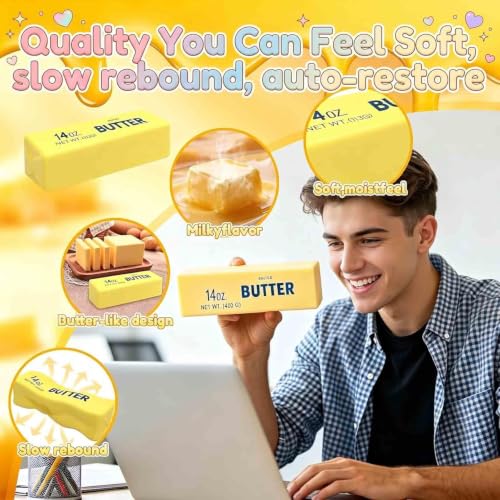 10in Giant Butter Squishy, Glitter Dumpling,Jumbo Big Butters 14oz Squeeze Stress Balls, Large Butter Stick Stress Relief Slow Rising Fun for Anxiety Relief Party Favors