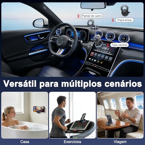 Tobeape Suporte Magnético para Carro com Sucção a Vácuo, Compatível com MagSafe, Ventosa Dobrável 360°, para Espelho e Academia, Ímã Super Forte até 55N
