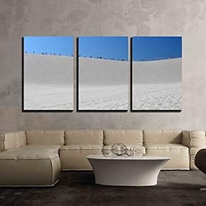 3 Piece Canvas Wall Art - Africa People Going on The Dune Full Sunny Day - Modern Home Art Stretched and Framed Ready to Hang - 16"x24"x3 Panels