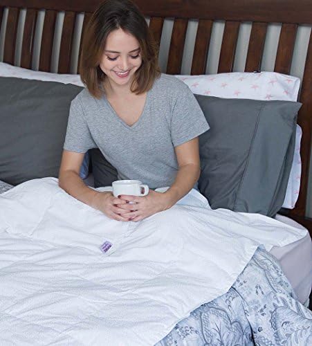 Mosaic Weighted Blanket Teen/Adult - White 100% Cotton (Teen Extra Large, Adult Large 42" x 72"- 12 lbs.)