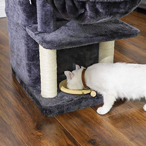FEANDREA MultiLevel Cat Tree with Feeder Bowl, SisalCovered