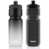 SLUXKE Squeeze Water Bottle 24oz, 2Pack Bike Water Bottle Leak Proof BPA Free for All Fitness and Cycling Fast Flow Valve
