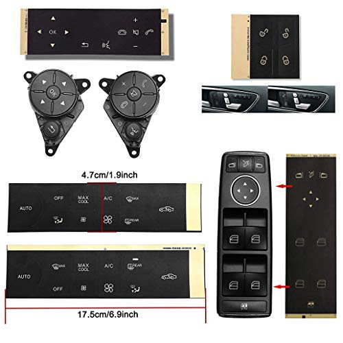 Steering Wheel & Window Switch & Door Lock Switch & AC Button Stickers for 2008 2009 2010 2011 2012 2013 2014 Benz