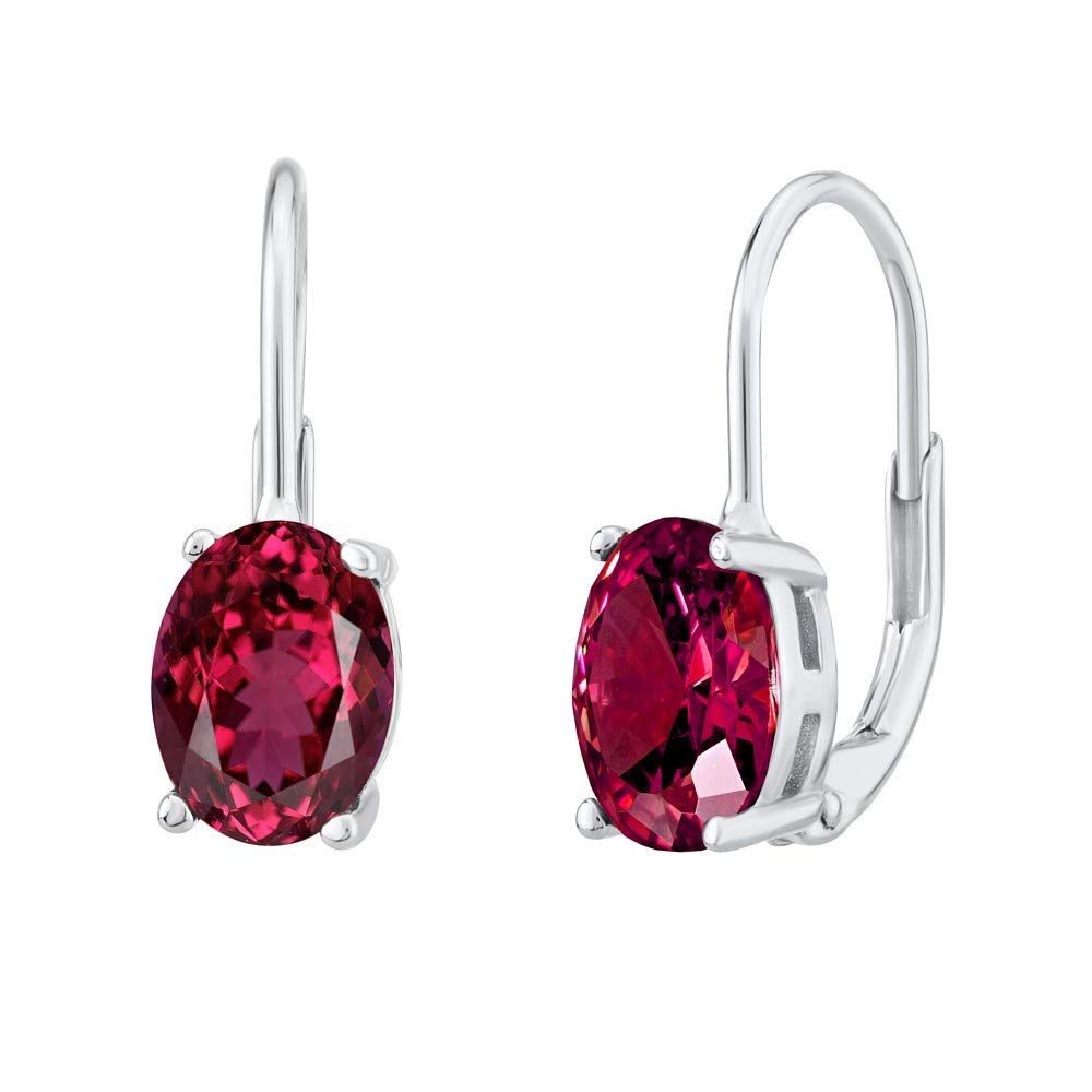 SILVEGO LPSP0591R Women's 925 Sterling Silver Earrings with Synthetic Red Ruby
