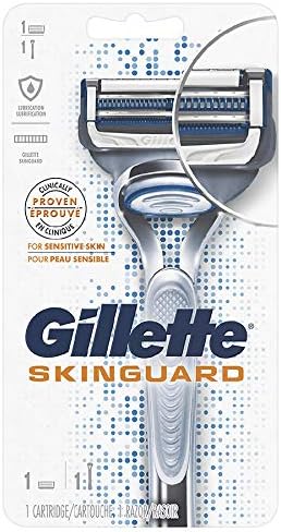 Gillette Contemporary White Plastic Sensitive SkinGuard Razor, 2 Blades, 1 Count, Men's Unisex-Adults