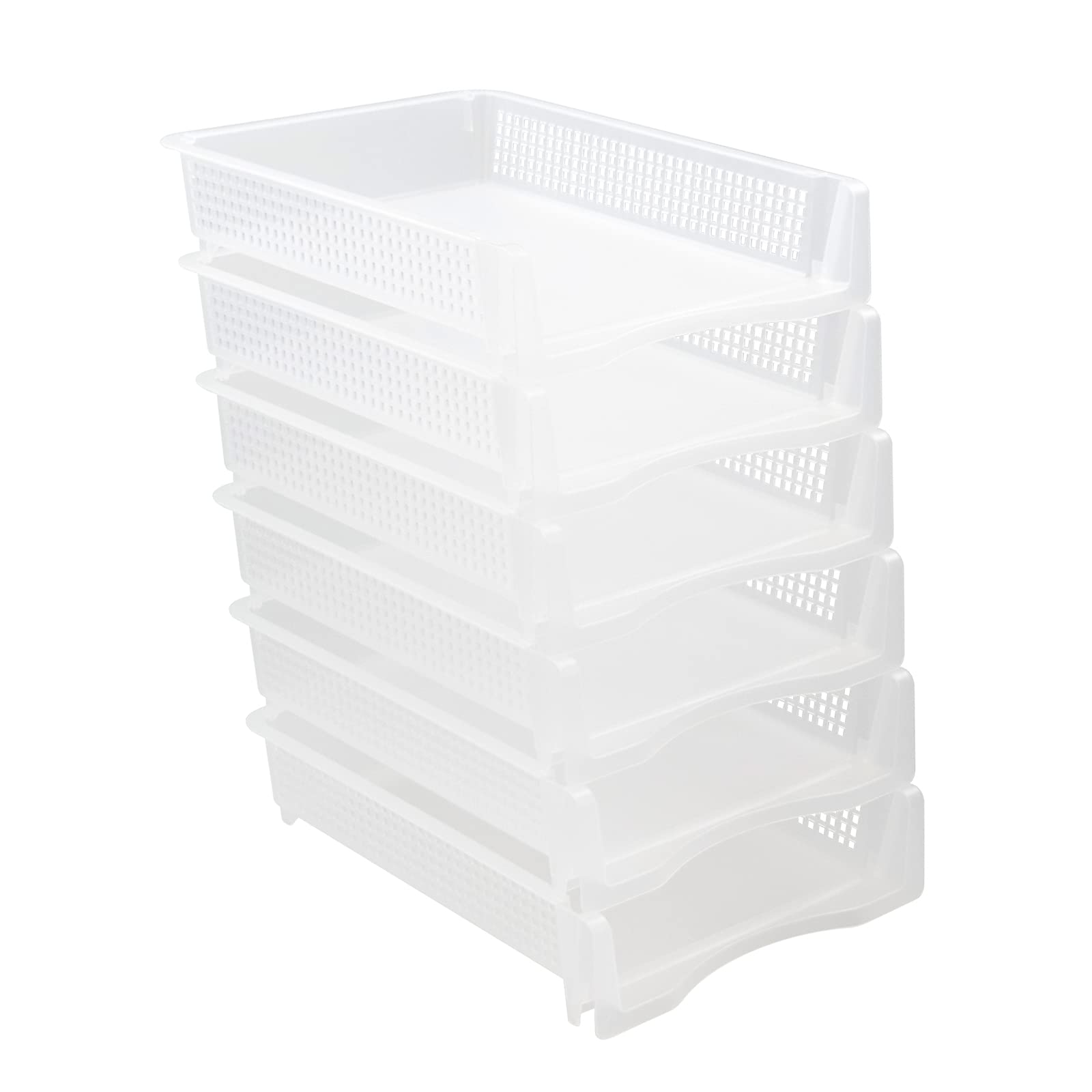 Zerdyne 6-Pack Clear Plastic Stackable Paper Tray, File Letter Storage Basket for Office