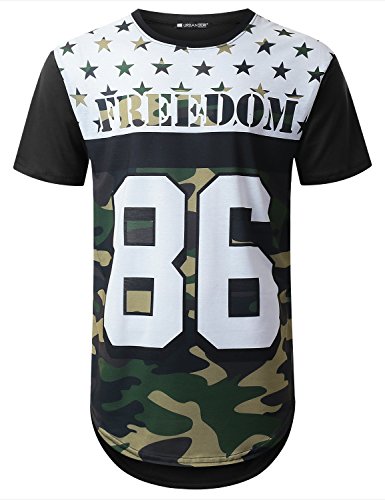 Urbantops mens hipster hip hop freedom camo graphic lon…