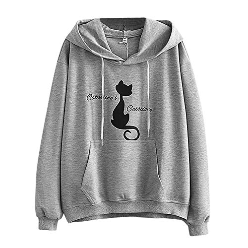 image for GOVOW Women's Decorations Long Sleeve for Living Room Cat Print Pocket
