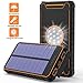 HiGoing Solar Charger, 14000mAh Solar Power Bank Portable Phone Charger Dual USB 5V 2A/1A Output with LED Flashlight IP54 Rainproof for Tablet, iOS Android, Outdoor Camping
