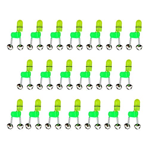 GEUNTECH 20 x Bissanzeiger, Glocke mit Nachtlicht, LED-Licht, Angelrute, Doppelklingel, lauter Geräusch – Bild 8