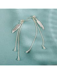 SA Silverage - Pendientes colgantes de plata de ley con plumas