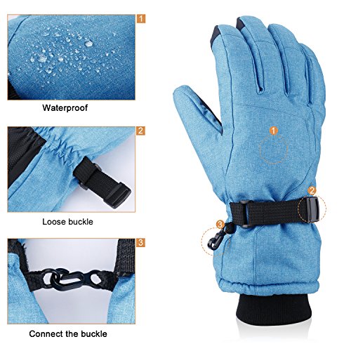 image for Ski Gloves,Fazitrip Windproof Waterproof Winter Gloves for Women W/WO 