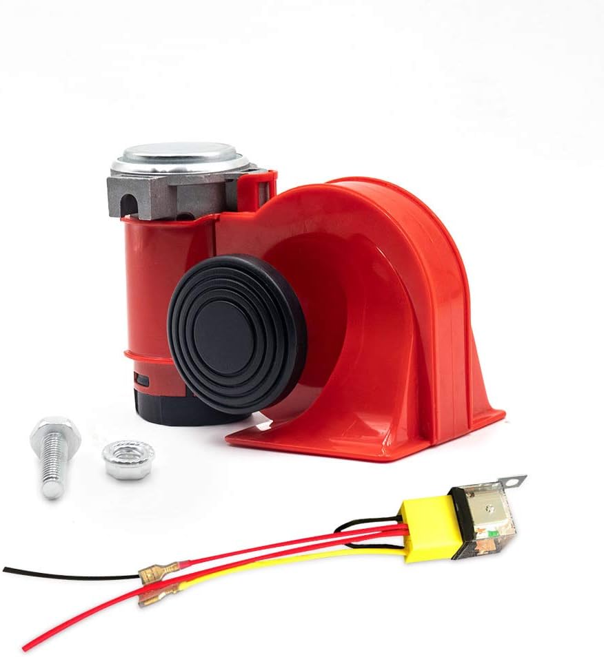 Compact Air Horn 12V 130DB Snail Horn with Compressor Mini Nautilus Train Horn Kit for Truck, Lorrys Cars Vans SUV