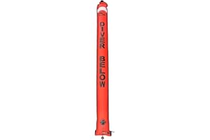 ScubaMax 6ft Long and 4inch Wide Open-end Signal Tube with OP Valve and Oral inflator Valve, Safety Sausage Surface Signal Marker Buoy Float for Underwater Diving