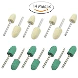 Bullet Face 14Pcs Mandrel Mounted White Conical Felt and Rubber Point Polishing Buffing Tool