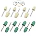 Bullet Face 14Pcs Mandrel Mounted White Conical Felt and Rubber Point Polishing Buffing Tool
