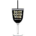 slant collections Creative Brands Acrylic Wine Glass Tumbler, 13-Ounce, Damn Good