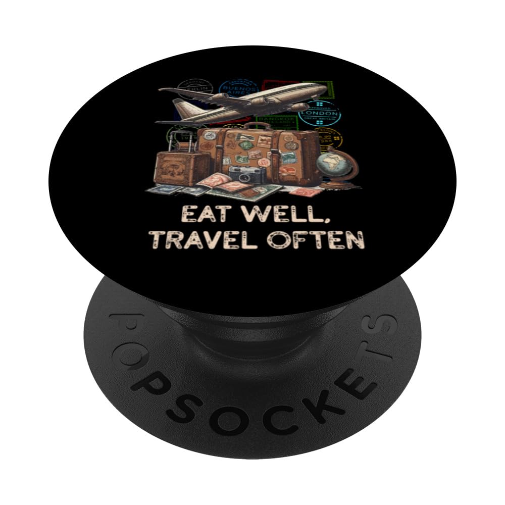 Eat Well, Travel Often Adventurous Traveler PopSockets Swappable PopGrip