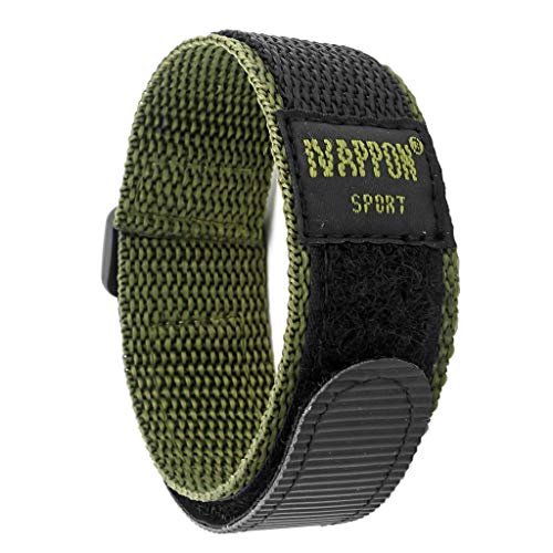 IVAPPON Hook Loop Sport Watch Strap 18mm 20mm Nylon Straps Black Blue Fastening Watchband (22mm, Olive(Black Plastic Buckle))