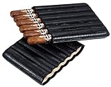 Visol Cardona Black Leather Cigar Case, 6 Cigars