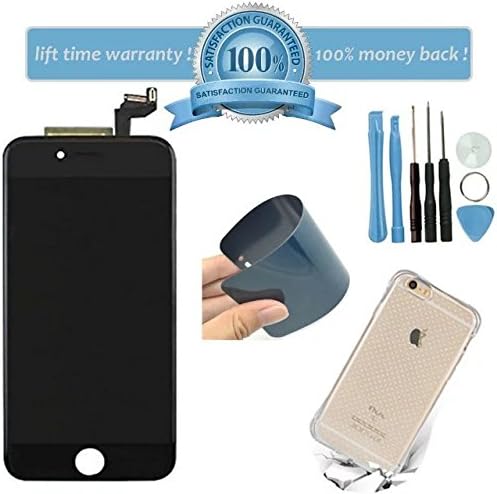 ElecAir AAA Grade Touch Screens w/ Panel / Display to Fix Broken Apple,Replacement LCD w/ Digitizer Assembly for iPhone 6S 4.7" Black, Free TPU Case Repair Tools Kit Nano Soft Tempered Glass