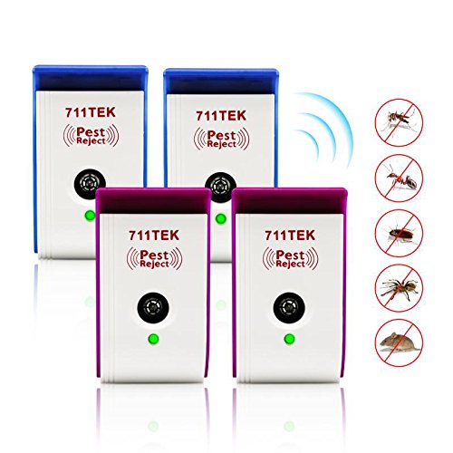 711TEK Ultrasonic Pest Repellent, ZS-2033 Electronic Pest Control Repeller Plug In, Pest Repeller for Mouse, Roaches, Bugs, Fleas, Mosquitoes, Spiders 4 Packs [2018 UPGRADED]