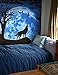 SheetKart Howling Wolf Tapestry Wall Hanging Blue Moon Psychedelic Bohemian Tapestries