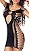 Freemale Women Sexy Seamless Cut Out Fishnet Stretch a Mini Dress Chemise Lingerie Black