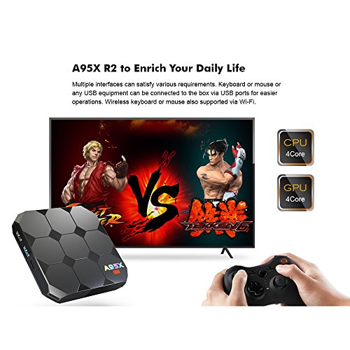 Android TV Box 7.1.2, Smart A95 R2 2GB Ram 16GB with Amlogic S905w Quad Core 2.4G Wifi 4K HD Support, IR Remote - Thumbnail 5