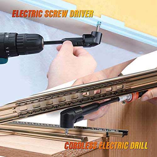 JelBo Adaptateur de perceuse à angle droit 105 °, fixation de perceuses à angle droit à tige hexagonale 1/4\