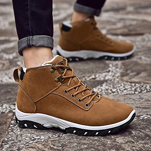 DondPO Men's Hiking Shoes Fashion Outdoor Sneakers Cotton Shoes Warm Waterproof Non-Slip Wear Sports Shoes Brown
