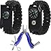 Kopwin Paracord Survival Bracelet Set - Bonus Keychain Multitool Included. Paracord Bracelet with Compass, Magnesium Flint Fire Starter, Emergency Whistle, Knife and Led Light. Set of 2. Green