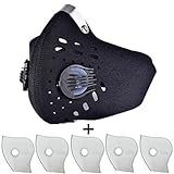 HOLIIBN Anti Pollution Face Mask with 5 Pieces N95/N99 Protection Air Mask Filters,Anti Smoke, Exhaust Gas, Dust, Pollen, Allergens,Hiking, Running, Walking, Cycling, Ski and other Outdoor Activities