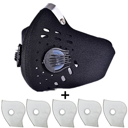 HOLIIBN Anti Pollution Face Mask with 5 Pieces N95/N99 Protection Air Mask Filters,Anti Smoke, Exhaust Gas, Dust, Pollen, Allergens,Hiking, Running, Walking, Cycling, Ski and other Outdoor Activities