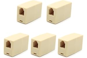 OLIREXD RJ9 Coupler Connector Extender for Connect Two Handset Cables Cord Together 4P4C / RJ9 /RJ10 /RJ22 - Pack of 5