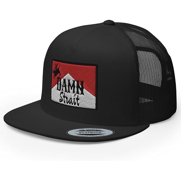 NG Damn Strait Flat Bill Trucker Hat - High Crown Adjustable Snapback - Western Cowboy Cowgirl Rodeo Cap - View #9