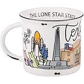 Glory Haus Everyday Home Sweet Home State Jumbo Coffee or Soup Mugs, Hand Painted 16oz Ceramic (State of Texas (Campfire Style))