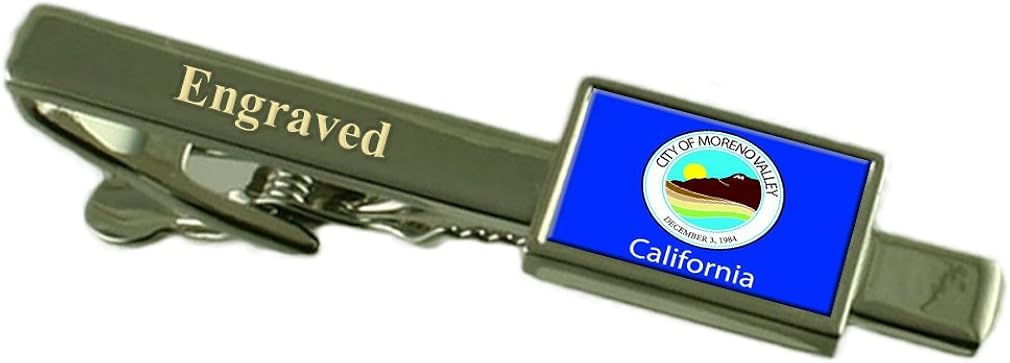 Moreno Valley City USA Flag Tie Clip Engraved in Pouch