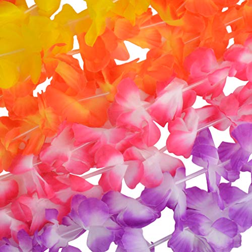 baotongle 60pcs Hawaiian Leis Set, Hawaiian Leis Hawaiian Headband Flowers Flowers Necklaces 12 Random Color Flower Hair Clips for Party Supplies, Hawaiian Luau Decorations, Summer Beach Vacation, Tropical themed Party Favors, Birthday, Wedding