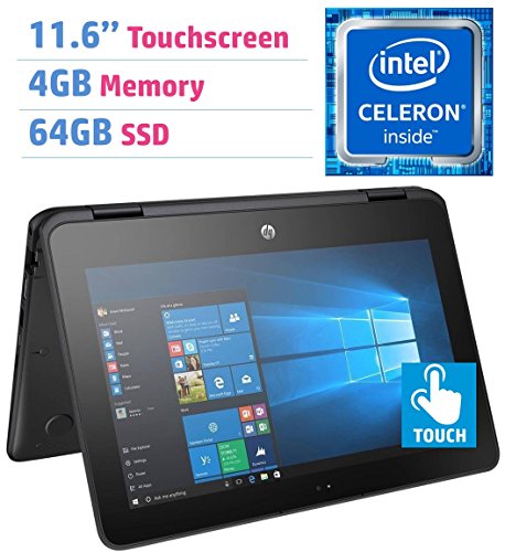2018 Premium HP X360 ProBook 11.6” 2-in-1 Touchscreen Laptop PC (Intel Celeron N3350 1.1GHz, 4GB DDR3L, 64GB SSD, HDMI, Bluetooth 4.2, Webcam, 802.11 ac WiFi, Windows 10 Professional) Black